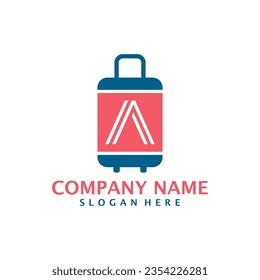 Letter A with Suitcase logo design vector. Initial A with Suitcase logo design template concept