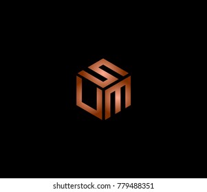 Letter SUM logo template. three letter icon. hexagon logo