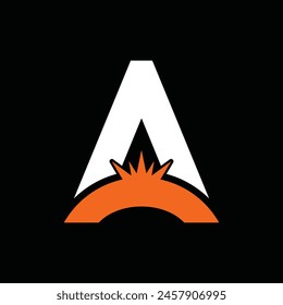 Letter A Sun Rising simple modern business creative design template