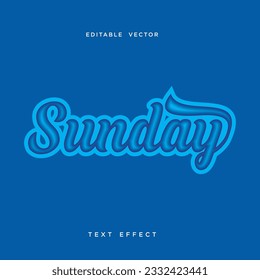 formato de vector editable de efecto de texto sunday de letra