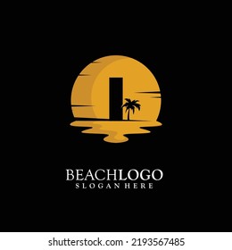 Letra I Sunset, logotipo diseño Ilustración vectorial