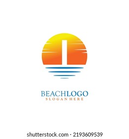 Letter I Sunset logo design Vector illustration