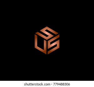 Letter SUS logo template. hexagon logo. letter logo design