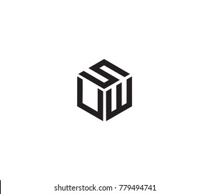 Letter SUW logo. three letter icon. hexagon logo