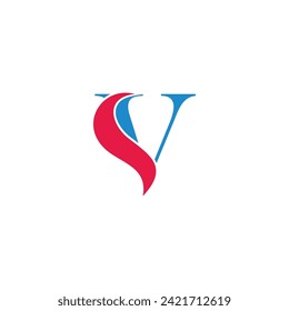 letter sv abstract curves colorful logo vector 