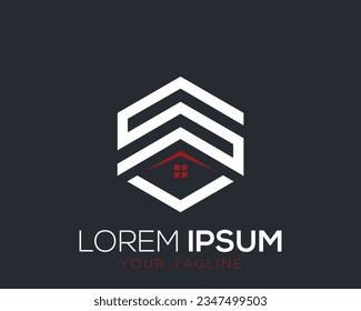 Letter 'SV' Building, Home, Real Estate, House Corporate Logo Design