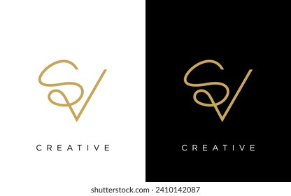 Letter SV or initial SV monogram logo design vector