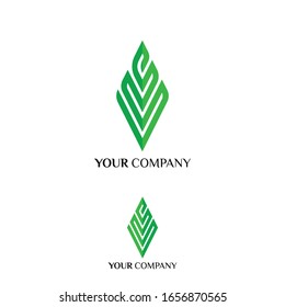 letter SV with leaf logo design icon creative template