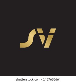 Letter sv linked lowercase logo design template elements. Gold letter Isolated on black  background. Suitable for business, consulting group company.