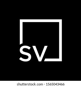 Letter SV Logo design with square frame line art. business consulting concept. studio,room,group icon. Suitable for business, consulting group company. - vector