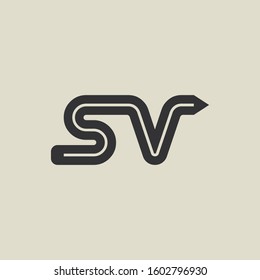 Letter SV pencil shape logo design. Link icon in flat style isolated on grey background. Graphic alphabet symbol for your corporate business identity, website, app, UI. Arts logo design inspiration.