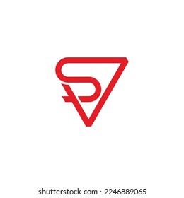 letra sv simple gesto de flecha de triángulo geométrico vector 