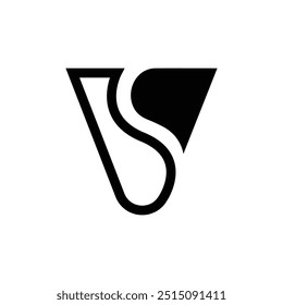 Letter Sv or Vs creative line art negative space typography logo