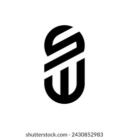 Letter Sw creative typography elegant monogram logo