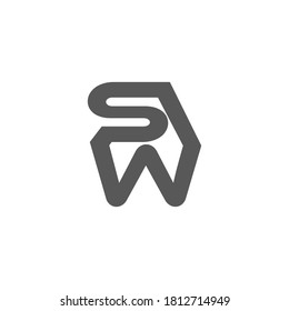 letter sw infinity geometric line symbol logo vector