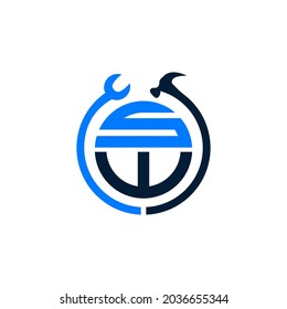 letter SW initial construction logo designs vector template