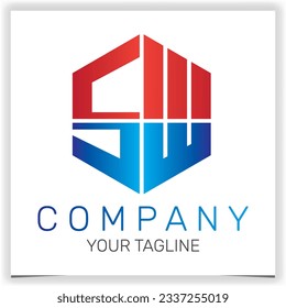letter SW initial hexagon logo icon premium elegant template vector eps 10