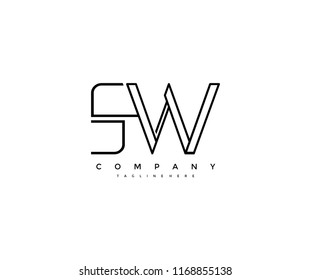 Letter SW Linked Vector Minimal Linear Lines Monogram Logo