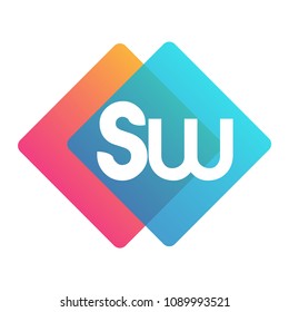 Letter SW logo with colorful geometric shape, letter combination logo design for creative industry, web, business and company.