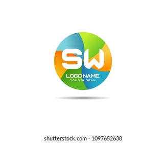 Letter SW Modern Shape Logo Design Template Element