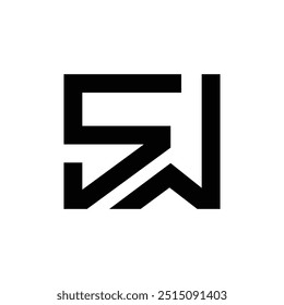 Letter Sw rectangle shape modern typography branding logo