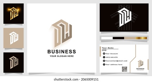 Letter sw or SH monogram logo template with business card design