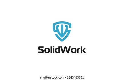 Letter SW And Shield Vector Logo Design Template