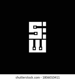 Letter SW Volume Musical Abstract Creative Logo