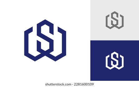 Letter SW or WS initial hexagon monogram logo design vector