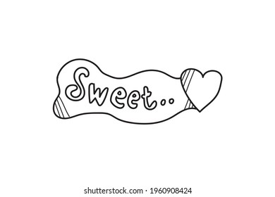 letter sweet design Boba drink lineart style color black