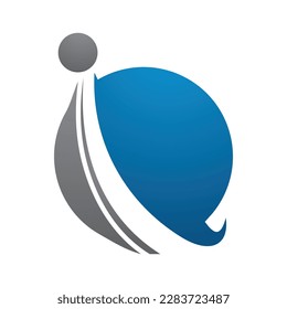 i letter swoosh circle logo