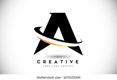 Letter A Swoosh Logo With Creative Curved Swoosh Icon Vector Illustration.