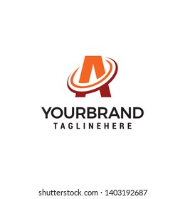 letter A swoosh logo design concept template vector