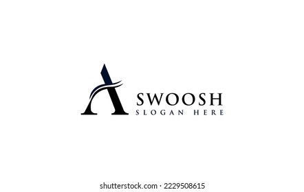 letter A swoosh logo design. letter A swoosh usable for business and company branding logos. letter A swoosh flat vector logo design template element.