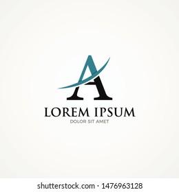 Letter A with swoosh smile  logo concept