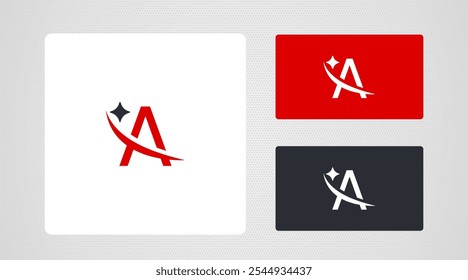 letter A with a swoosh star logo vector 