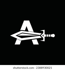 Letter A Schwert Waffe Logo Vektorgrafik, abstrakte Vektorgrafik, Gepäck und Knifes, Logotyp Element für Vorlage.
