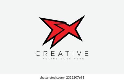 Ilustración vectorial de la plantilla de diseño del logotipo SX de la letra.	