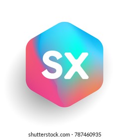 Letter SX logo in hexagon shape and colorful background, letter combination logo design for business and company identity.
