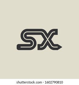 Letter SX pencil shape logo design. Link icon in flat style isolated on grey background. Graphic alphabet symbol for your corporate business identity, website, app, UI. Arts logo design inspiration.