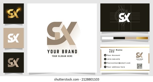 Letter SX or SK monogram logo with business card design