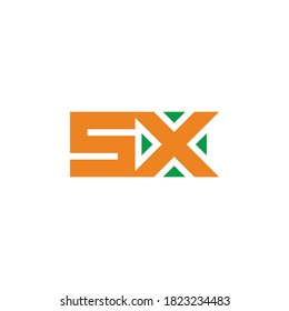 letra sx cuadrado flechas de enfoque geométricas símbolo logotipo vector