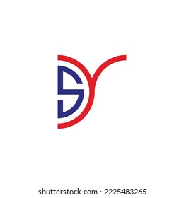 Letter sy curve geometric symbol simple logo vector