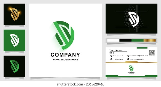 Letter SY or D monogram logo template with business card design