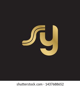 Letter sy linked lowercase logo design template elements. Gold letter Isolated on black  background. Suitable for business, consulting group company.