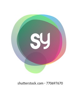 Letter SY logo with colorful splash background, letter combination logo design for creative industry, web, business and company.
