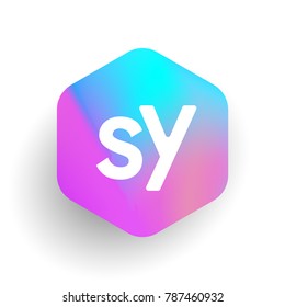 Letter SY logo in hexagon shape and colorful background, letter combination logo design for business and company identity.
