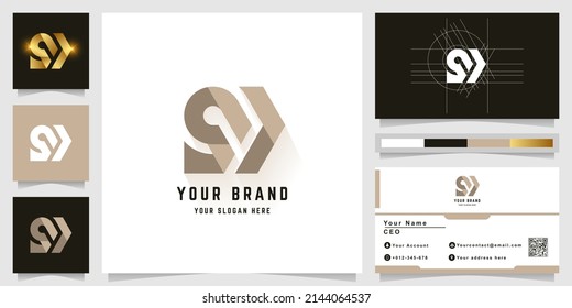 Letter SY or SI monogram logo with business card design