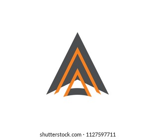 Letter a symbol, abstract arrow vector, icon mountain, plane aircraft