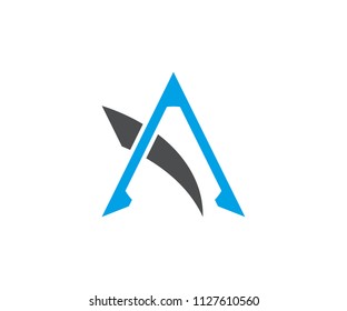 Letter a symbol, abstract arrow vector, icon mountain, plane aircraft